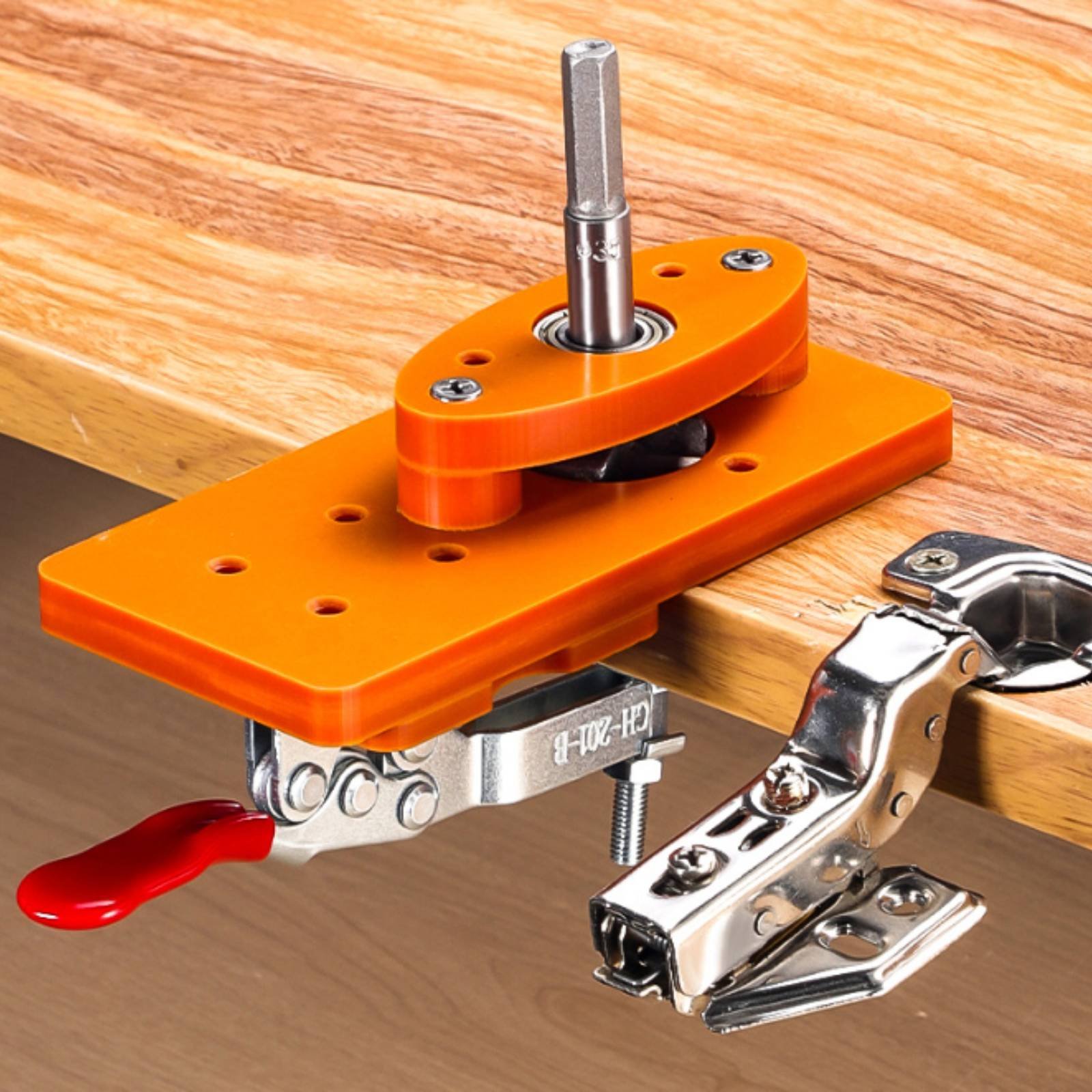 Woodworking Jig - Plantilla de perforación de bisagras de